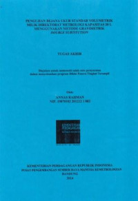 Pengujian bejana ukur standar volumetrik milik Direktorat Metrologi kapasitas 20 l menggunakan metode gravimetrik Double Subtitution