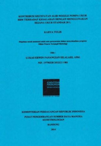 Kontribusi kecepatan alir nozzle pompa ukur BBM terhadap kesalahan dengan menggunakan bejana ukur standar 20 l