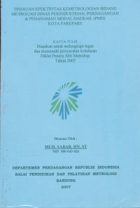 Tinjauan efektifitas kemetrologian bidang metrologi dinas perindustrian, perdagangan, dan penanaman modal daerah (PMD) kota Parepare