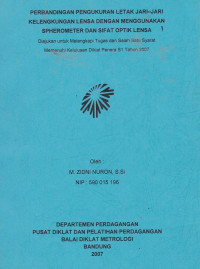 Perbandingan Letak jari-jari kelengkungan lensa dengan menggunakan spherometer dan sifat optik lensa