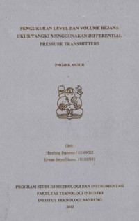 Pengukuran level dan volume bejana ukur/tangki menggunakan differential pressure transmitters