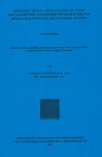 Pengujian bejana ukur volume 100 liter dengan metode volumetrik penakaran keluar menggunakan bejana ukur standar 20 liter