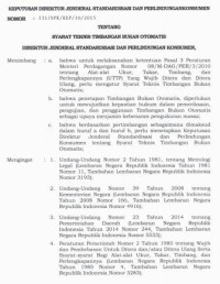 SK DIRJEN SPK no. 131 tahun 2015 tentang syarat teknis (ST) Timbangan bukan otomatis